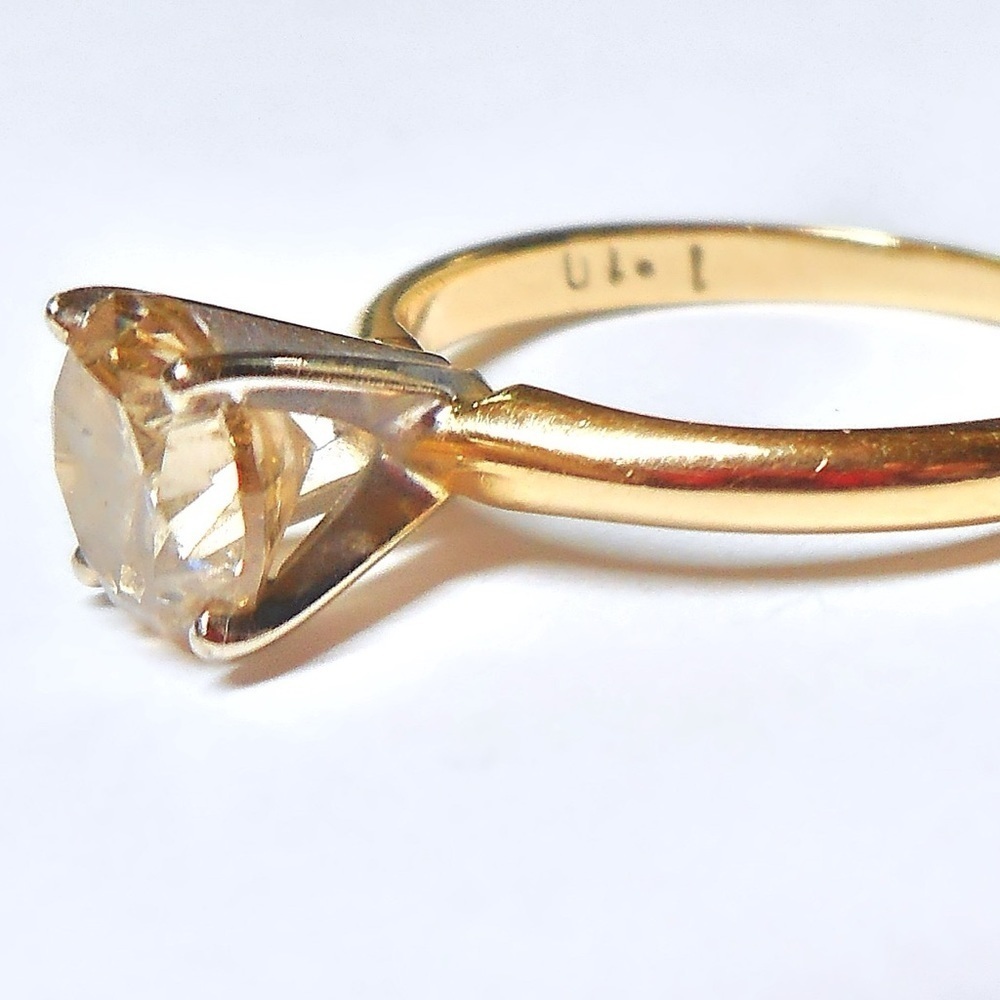 1.27ctw Champagne Diamond Solitaire Ladies Engagement Gold Ring w/ Gift Box - Picture 8 of 14